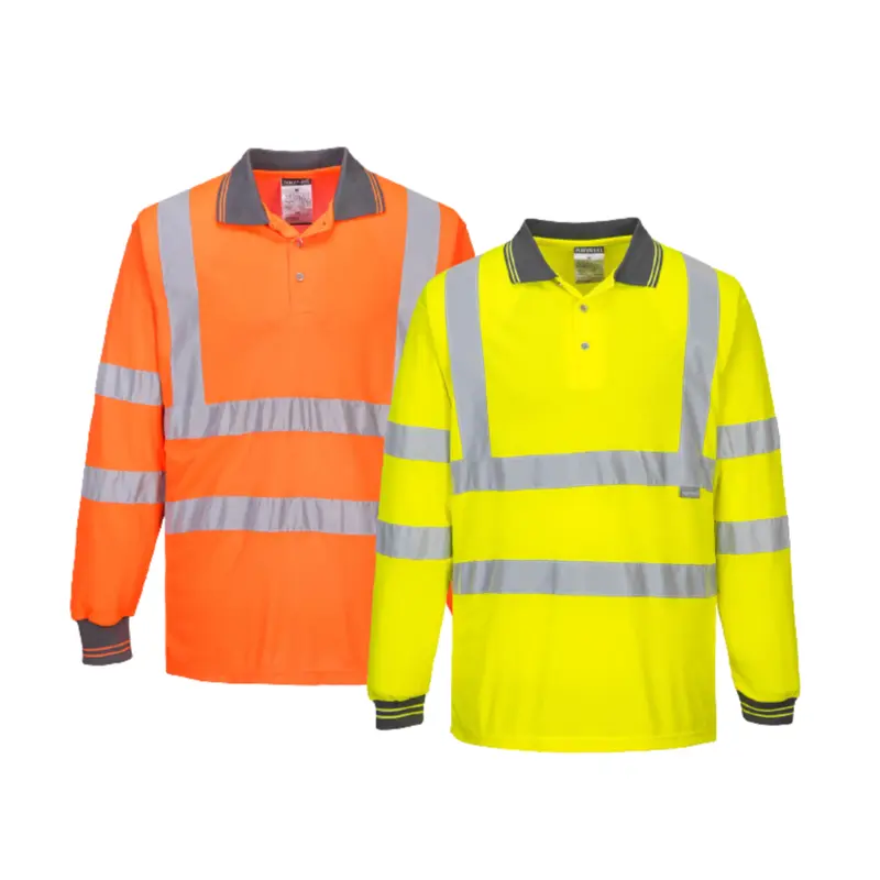 Portwest Hi-Vis Long Sleeved Polo 2 Tone Reflective Taped Work Safety S277