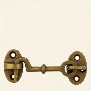 Vintage Antique Finish Solid Brass Hook and Eye Latch - 2.75 Inch Decorative Hardware for Cabinets, Windows, Barn Doors, Shutters & DIY Projects - Reusable Heavy Duty Brass Cabin Hook