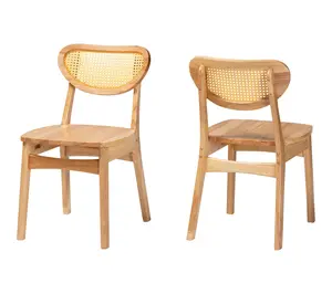 Baxton Studio Nenet Wood and Rattan Dining Chair Set of 2 Baxton Studio Nenet Wood and Rattan Dining Chair Set of 2