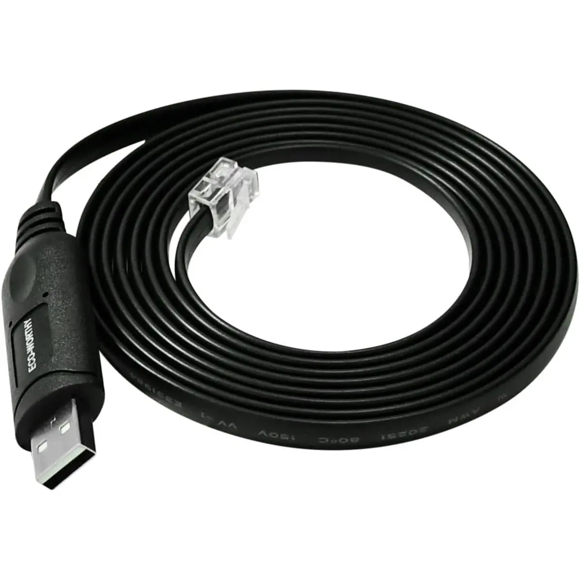 ECO-WORTHY RS232 to USB Adapter Cable with High-Performance FTDI Chip, PVC Jacket, RJ12 6P6C Male, 6.6ft/2m, 2.5Mm × 7.0Mm, Data Transfer & Stable Comm. for Server Rack Battery, PC (Computers & Office Network Cables & Connectors), 6.6 Feet, Rugged & Flexi