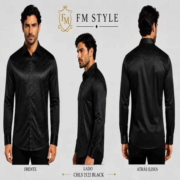 FM Style Obsidian Noir – Premium Men's Dress Shirt