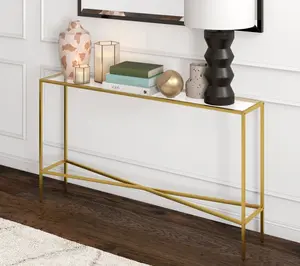 Hudson&Canal Henley Console Table with Glass Top