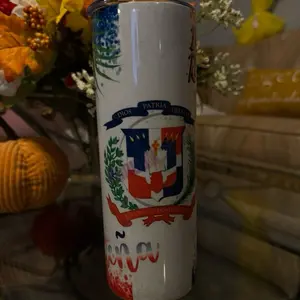 Dominican Flag Tumbler with Dios Patria Libertad Design and Vibrant Colors for Everyday Use
