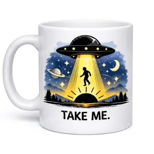 Take Me UFO Mug – Funny Alien Abduction Coffee Cup