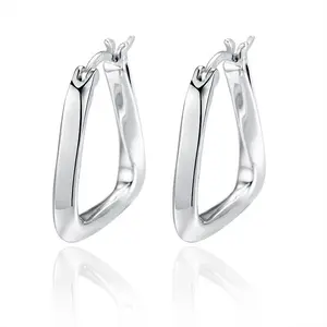 925 Sterling Silver Chunky Hoop Earrings Square Geometric Earrings Lightweight Classic Handmade Electroform Hollow Hoops,Fashion Jewelry Gift(Gold and Silver)