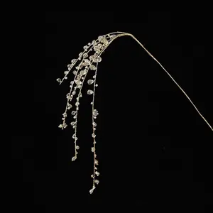 35-40cm Christmas Crystal Pendants Realistic Handmade Imitation Pearl Chain Glitter Bead String Vine Xmas Tree Ornaments