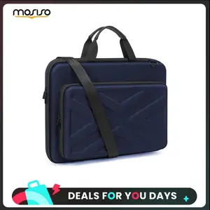 MOSISO 13.3–17.3 Inch Men Women Hard Shell EVA Laptop Shoulder Bag, Waterproof Shockproof 180° Open Briefcase with Removable Strap & PU Handle, Front Pocket & Trolley Strap, Compatible with MacBook Air/Pro, Dell, HP, ASUS – Business, Travel, Work & School