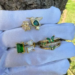 Green Abundance Ring Elegant Ethnic Female Retro Male Baroqu Anniversary Engagement Daily Auspicious Birthday