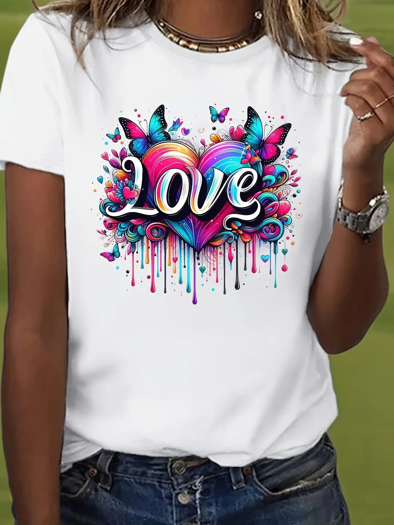 Valentine's Day Love Butterfly Color5 Fashionable Womens 'T-Shirt, Soft Cotton, Comfortable & Breathable for All Seasons