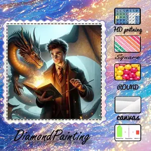 5D-DIY, advanced velvet canvas, diamond art, diamond painting kit, dragon, magic book, fantasy AB diamonds, fairy dust diamonds, crystal diamonds, perfect home decor, handmade diamond art painting kit, special craft diamond art kit