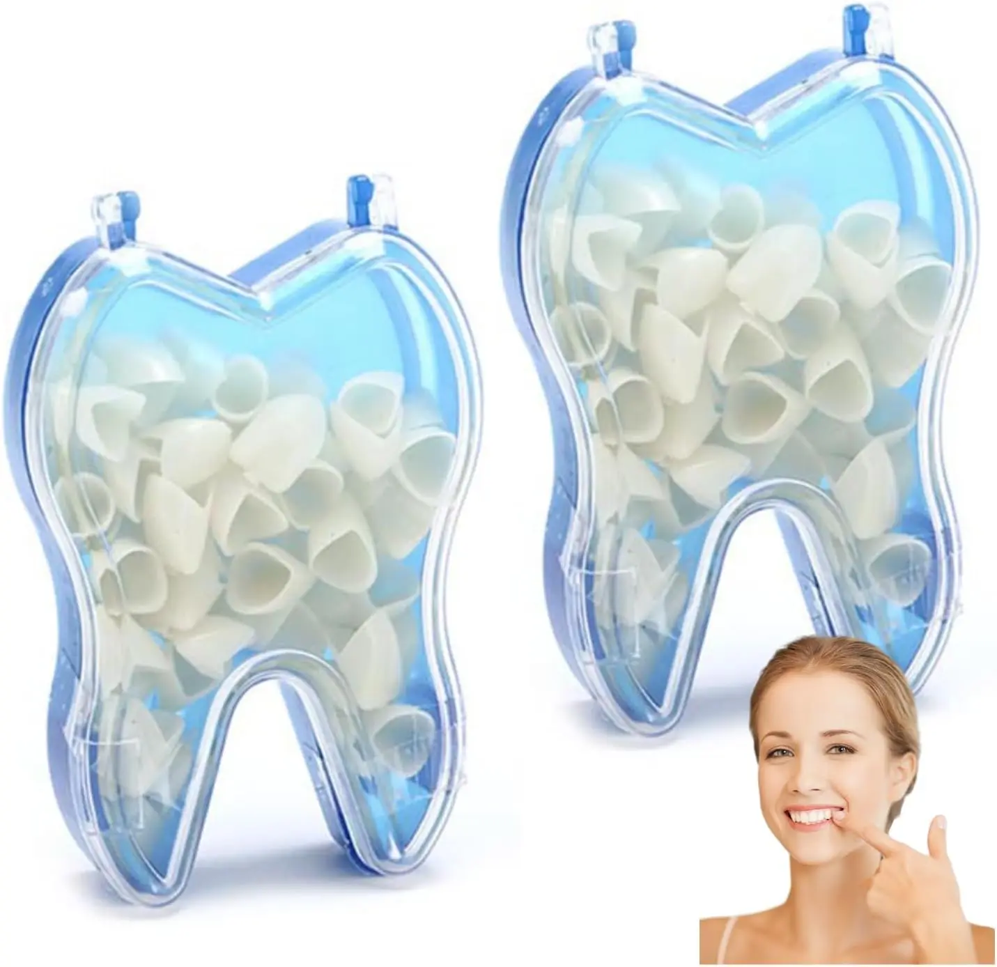 100Pcs Tooth Caps for Broken Tooth Mixed Sizes Dental Crowns Kit Temporary Teeth Covers Front Cap Adults Temporales Crown Repair for Smile Decoration White