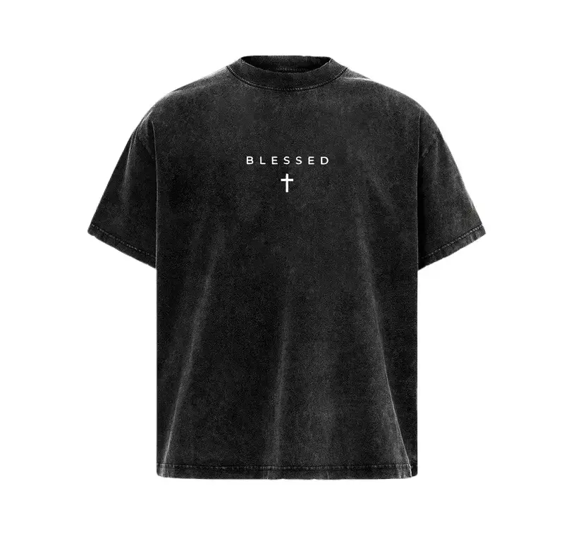 Classic Streetwear Graphic T-Shirt for Men, 230gsm Cotton Apparel with a Cross & Letter Print and Seamless Ribbed Neckline Clothes Menswear, Shortsleeve, Soft, Oversized