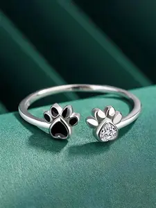 Cute Paw Design Rhinestone Decorated Ring, Fashion Accessories for Women & Girls, Trendy All-match & Exquisite Jewelry for Birthday Gift
