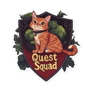 Fourth Wing| Empyrean | Broccoli Quest Squad Sticker – Fantasy Orange Cat Dragon Rider Vinyl DecalBubble
