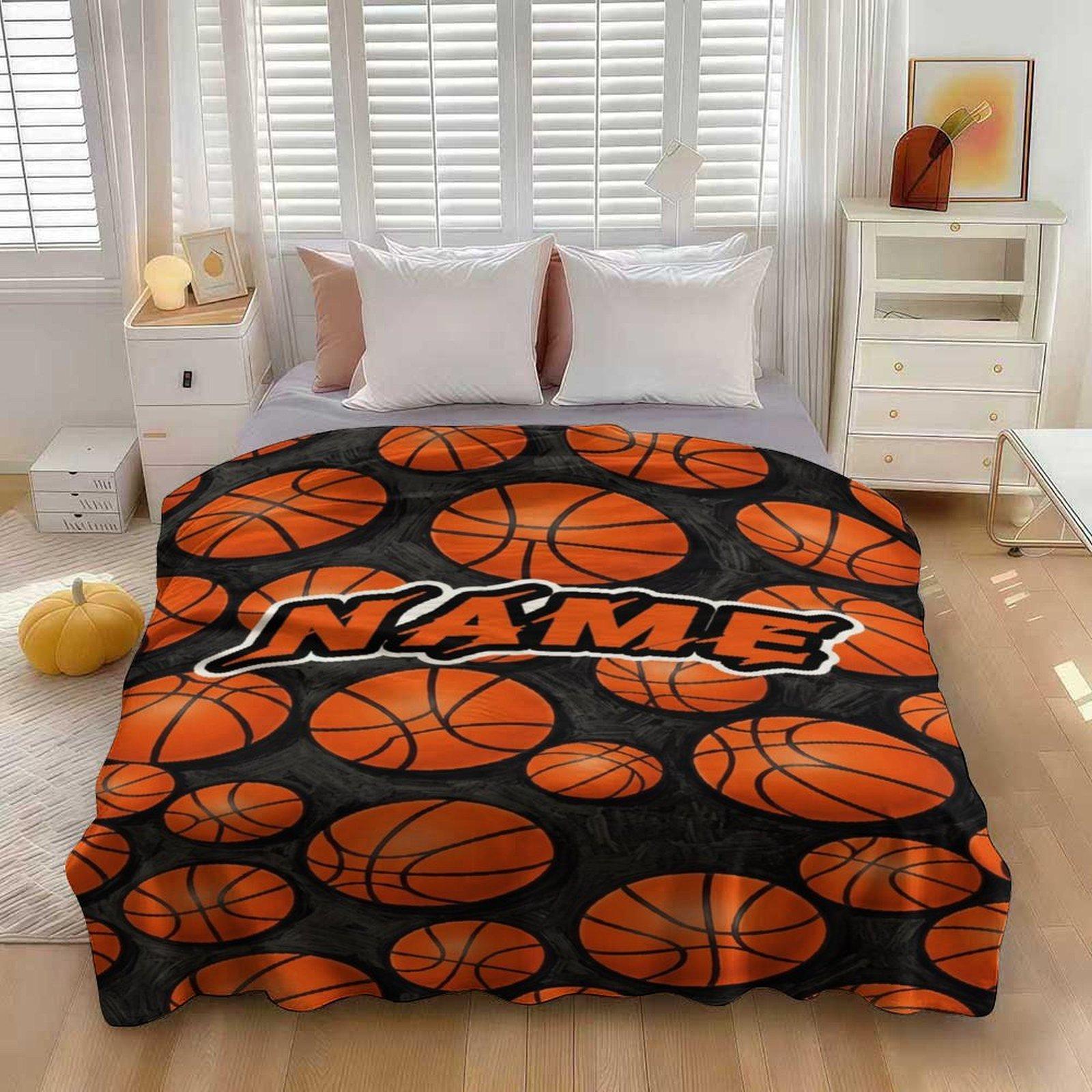 Custom Name Basketball  Themed Blanket ,Personalized Name Gift ,Suit for The Sofa, Bed, Travel, Camping, Living Room, Office, Chair，Gifts for Family or Child  ,Friend , Send your custom text via shop chat to personalize
