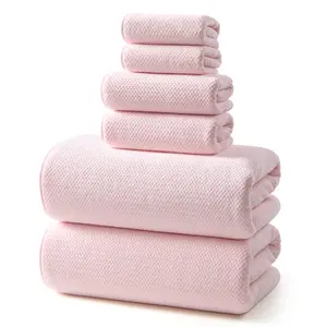 REDKISS 6 Piece Pink Towel Set, Extra Large Microfiber Bathroom Towels Set, 2 Bath, 2 Hand, 4 Washcloths, Super Soft, Highly Absorbent, Quick Dry Pink Towels for Bathroom, Gym, Spa & Hotel