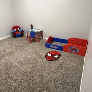 Marvel Spidey and His Amazing Friends 4-Piece Toddler Room-in-a-Box Set – Includes Sleep and Play Toddler Bed, Table, 1 Chair and Toy Box