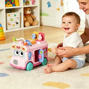Multifunctional Busy Bus Toy for Kids, Early Education Sensory Play, Shape Matching & Locking, Hand-Eye Coordination, Ideal Gift