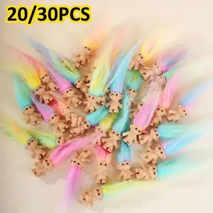 20pcs-30pcs Dual-Color Long Hair Ugly Doll Plastic Figurines, Small Sculpture Ornaments, Easter Gift, Birthday Present,summervibes