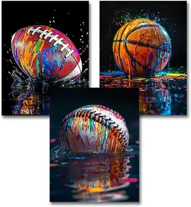 3 Pack Stamped Cross Stitch Kits for Adults - Graffiti Ball Sports Cross Stitch Kits for Beginners,11 CT Cross Stitch Patterns Dimensions DIY Counted Cross Stitch Kits for Adults Arts Craft 12x16 inch