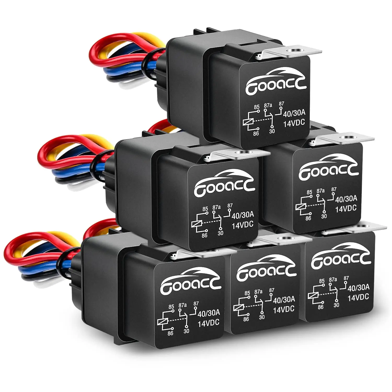 Nilight 6-Pack 12V DC Waterproof Automotive 12 AWG Tinned Copper Wire 5-Pin SPDT Bosch-Style Relay & Harness Set (Relay-402) - 5-Pack Waterproof Relay & Harness, High-Grade Materials, 14V, 15.6V, 0.6~3.6V for Car, Quad Safe Connections, 5 Pack Waterproof