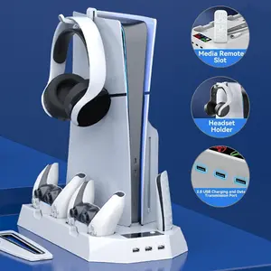 Stand Cooling Fan Controller Dual Charger Station For PlayStation 5 PS5 Slim NEW
