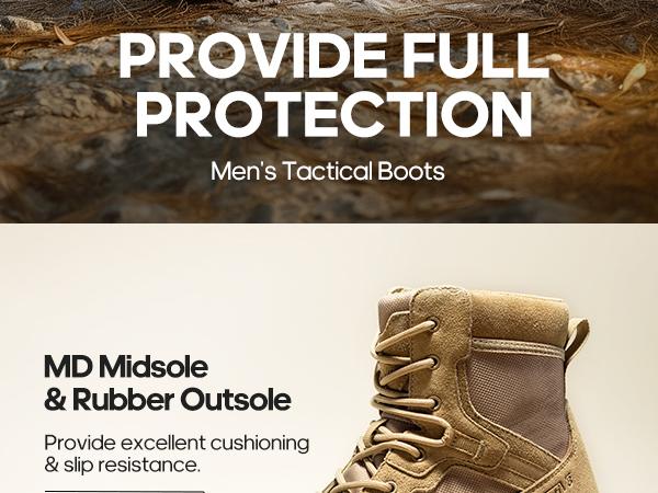 NORTIV 8 Men's Waterproof Work Military Tactical Boots Rubber Toe Leather Outdoor Hiking Motorcycle Combat Boots