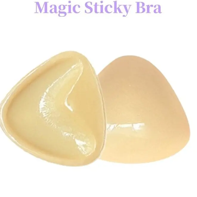 Women's Reusable Silicone Adhesive Bra Pads Accessory - 1 Pair Wireless Bra Silicone Push-Up Inserts with Sponge Filling, Instant Lift, Hand Wash Only, Strapless Ready for Low-Cut Outfits, Music Festivals