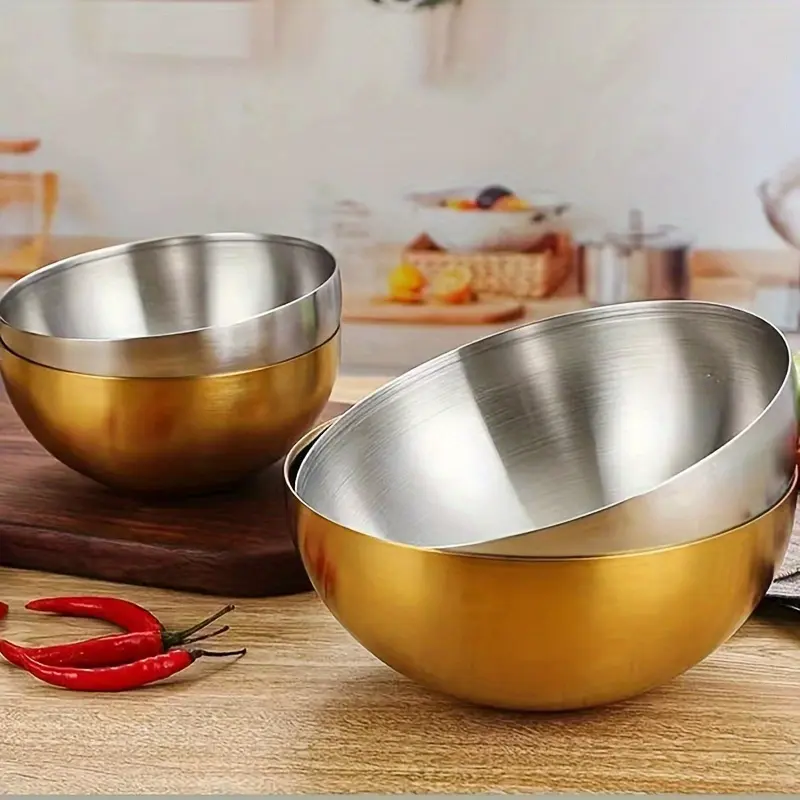 Stainless Steel Salad Bowl Single-layer Bibimbap Noodle Bowl, Fruit Bowl, Instant Noodle Bowl, Serving Bowl for Fruit Cereal Snack Appetizer, Kitchen Mixing Cooking Tools