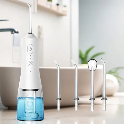 Operan Cordless Water Flosser Teeth Cleaner - Rechargeable Portable Oral Care, 30-Day Battery Life, 4 Cleaning Modes, 4 Tips Adapt to Teeth Gums Tongue, 300ml Large Capacity Water Tank, IPX7 Waterproof, Travel Bag, USB Cable for Home Plaque Removal