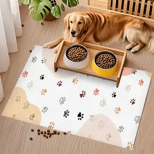 [Pet Mat] XL Dog Crate Pad Washable Mud Mats For Dogs Non-Slip Pet Training Mat Paw Prints Pastel Colors Design Dog Water Bowl Mat Cat Feeding Mat - Gifts For Dog Lovers Women Dog Mom Gifts