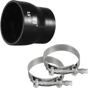 2.5" to 3 inches  Reducer Intercooler Tube Kit, 4 Layers Reinforced Straight  Turbo Piping Coupler Hose with 2 count T-Bolt Clamps (Length 3", ID 63-76mm)