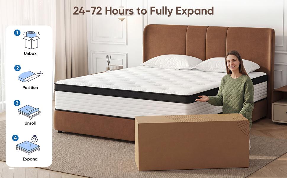 Medium Firm Memory Foam Mattress with Lumbar Support - 10,12,14in Twin,Full,Queen,King Sizes - Ideal for Home Guest Rooms, Hotels, Boxed Furniture Gifts, Ergonomic Memory Foam, Supportive Foam,dorm essentials,home decor