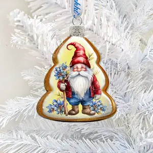 Designocracy  3 x 2 in. Christmas Gnome Mercury Glass Ornaments Christmas Decor