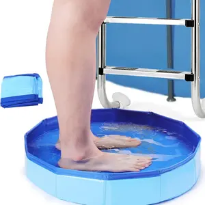 PrimPick Pool Foot Bath - Inflatable-Free and Foldable, Foot Soaking Bath Basin Portable for Pool Entry, Swimming Pools above Ground Essentials Swimming Pool Clean Feet Accessories, Blue