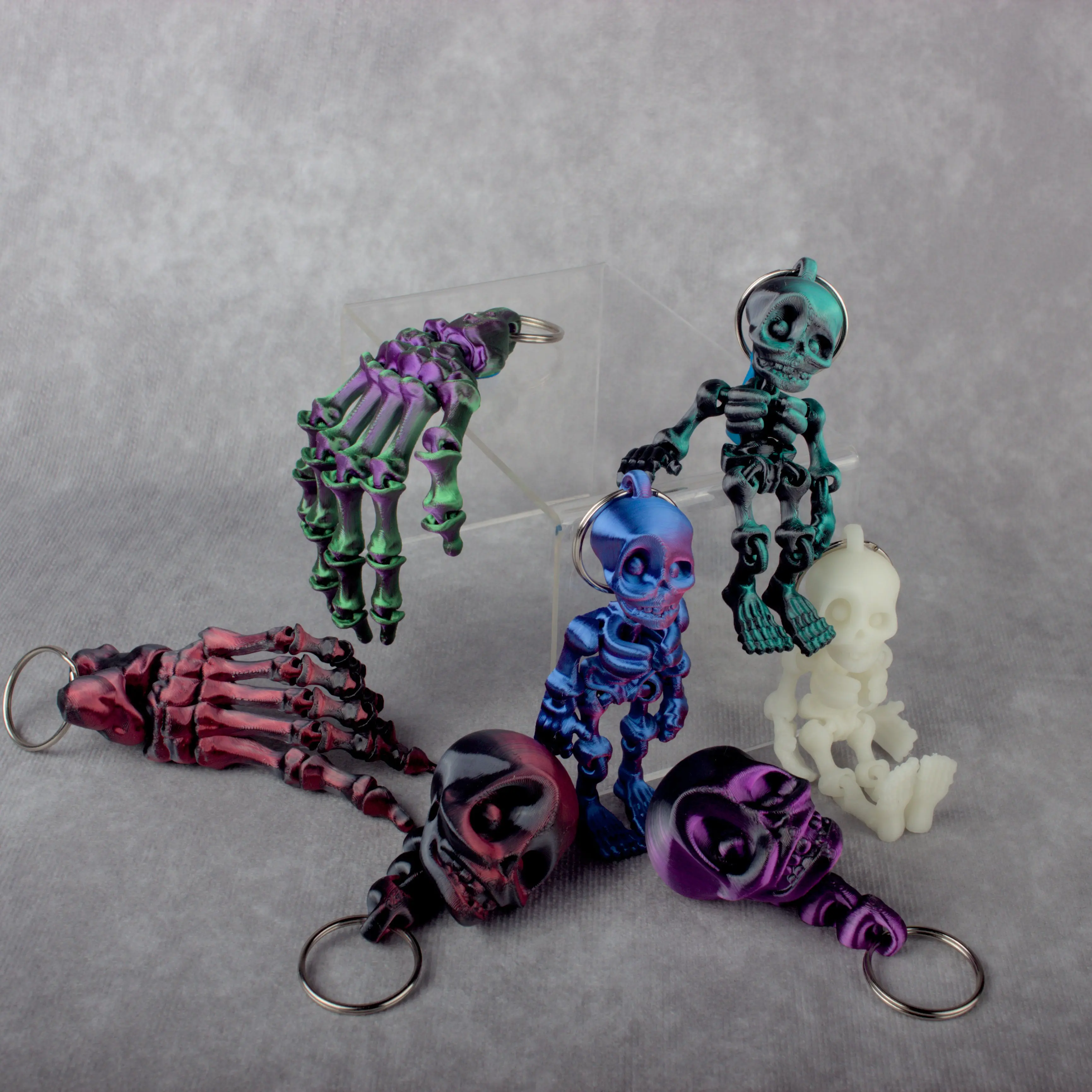 Skeleton Fidget Keychains, Bag Charms, and Zipper Pulls!