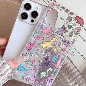 Cute Dinosaur Pattern Clear Phone Case, Decorative Phone Protector Cover, Phone Accessories Compatible with iPhone 11 12 13 14 15 16 Pro Max, Casing