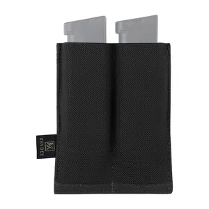 KRYDEX Fast Draw Tactical Molle Elastic Double 9mm Pouch for 2 x 9mm Magazines - High Density Durable Nylon Fabric, Open-Top Design, MOLLE & PALS Compatible, Patrol Belt Attachment, Ideal for Tactical Enthusiasts & Military Personnel