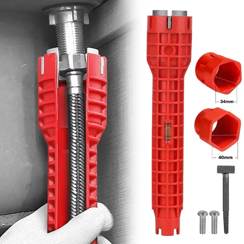 8 in 1 sink faucet wrench repair tool Adjustable Wrench non-slip kitchen bathroom faucet assembly key plumbing installation wrench