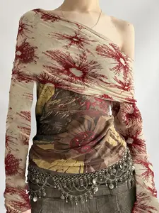 Women's Off Shoulder Tee, Fashion Casual Boho Soft Long Sleeve T-shirt for Daily Holiday Vacation Outdoor Wear, Women Tops for Spring