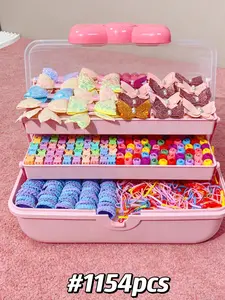1155pcs Women Hair Accessories Gift Box Set, Compact Storage, Bow Clips, Duckbill Clips, Basic Hair Ties, Small Rubber Bands, Party, Holiday, Daily Use