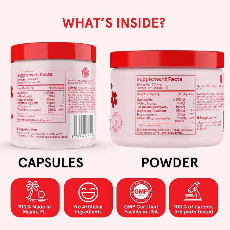 Peach Perfect Inositol Multivitamin - Peach Perfect Myo-Inositol, D-Chiro Inositol, Omega 3 Fitness Healthcare