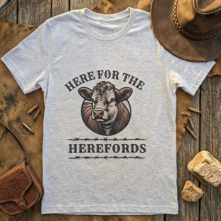 Here for Herefords T-Shirt for Adults & youth, Western Cowgirl Rodeo Unisex Shirt, Western Outfit Ideas For Women, Cowboy Rodeo Style, Boho Design, Western Wear, Cowboy Style, High Times tee, Vintage Graphic Tees, summer clothing