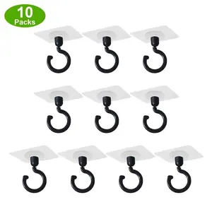 Ceiling Hooks Set of 10, Multi-Functional Rotating Self-Adhesive Ceiling Hooks, 360 Degree Rotation, Ideal for Hanging Plants, Lanterns, Wind Chimes