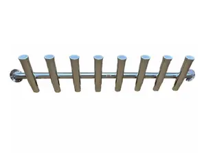 8 Rod - Toolbox Mount Truck Fishing Rod Holder Rack - 10" Flared Tulip - Polished Aluminum