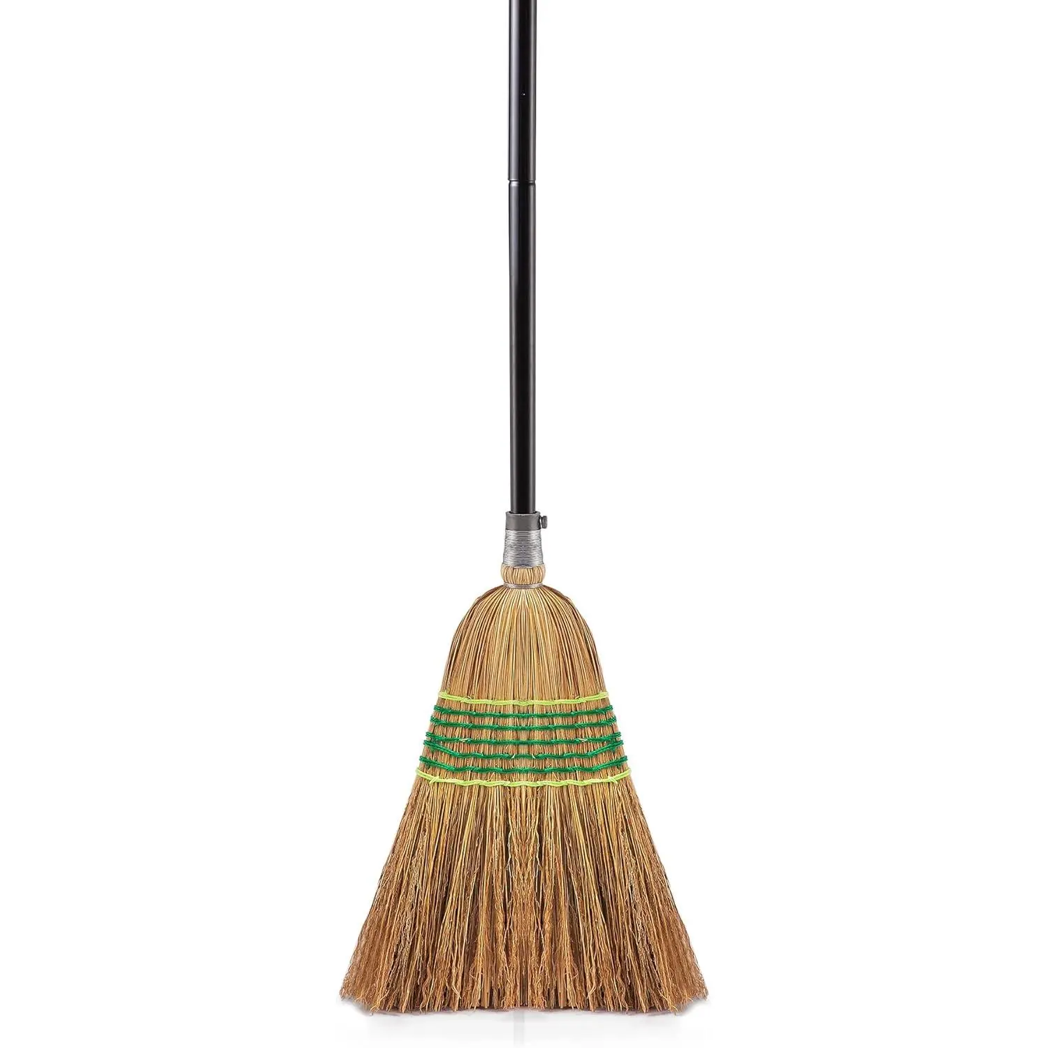 Heavy-Duty Corn Broom Commercial Indoor Outdoor Broom 59.8 inch Tall for Courtyard Garage Lobby Mall Market Floor Home Office Leaves Stone Dust Rubbish