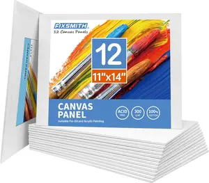 FIXSMITH Canvas Boards for Painting 11X14 Inch, Super Value 12 Pack White Blank Canvas Panels, 100% Cotton Primed, Painting Art Supplies for Professionals, Hobby Painters, Students & Kids Automan Pro