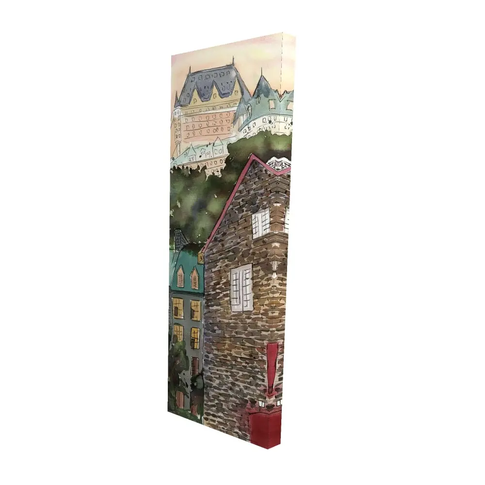 212 MAIN Artistic Vintage Wall Art Print - 16x48 in. High-Def Chateau Frontenac City Decor, Brown Decorative Home Accent for Bedroom