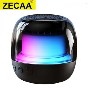 ZECAA New Portable Mini Bluetooth Wireless Spinner Music Speaker Box With Colorful RGB Light Bluetooth Smart Led Speaker Box Audio Cable bluetooth speaker Charging Transparent Usb Durable Micro Smartphone Black Chargeable wireless speaker with microphone
