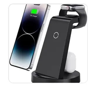 3 in 1 Charging Station for iPhone, Wireless Charger for iPhone 16 15 14 13 12 11 X Pro Max & Apple Watch - Wireless Charging Station for AirPods 4 3 Pro